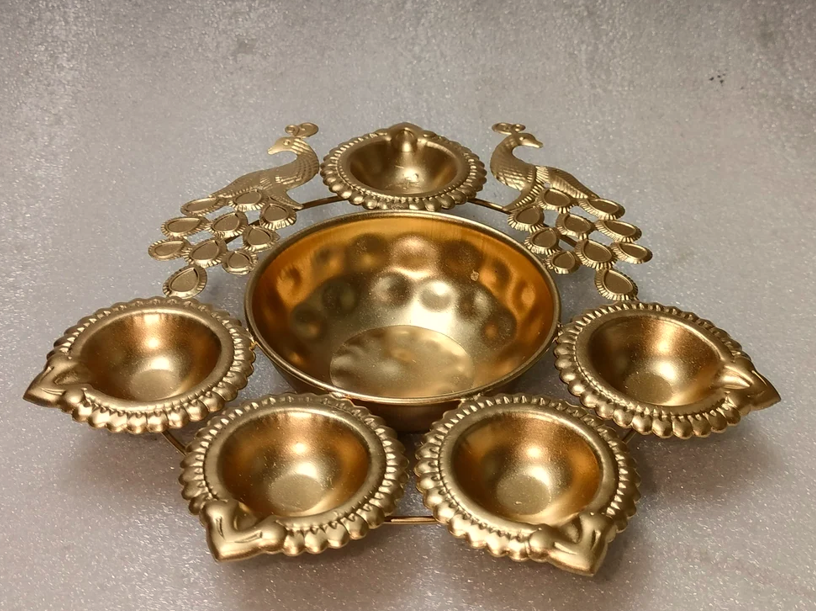 Brass Finish Decorative Peacock Diya
