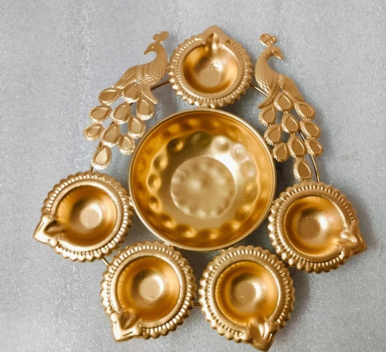 Brass Finish Decorative Peacock Diya
