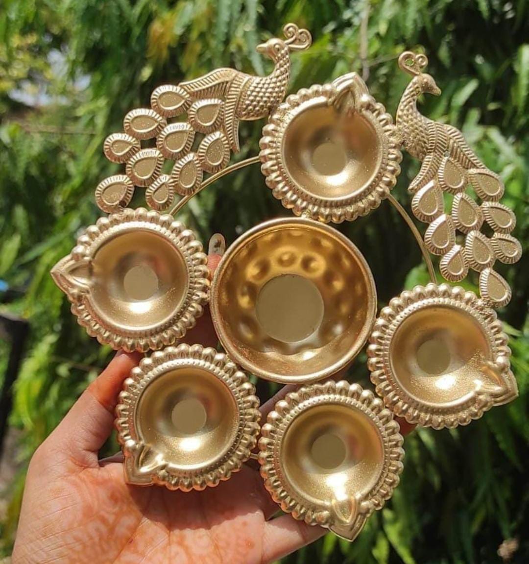 Brass Finish Decorative Peacock Diya