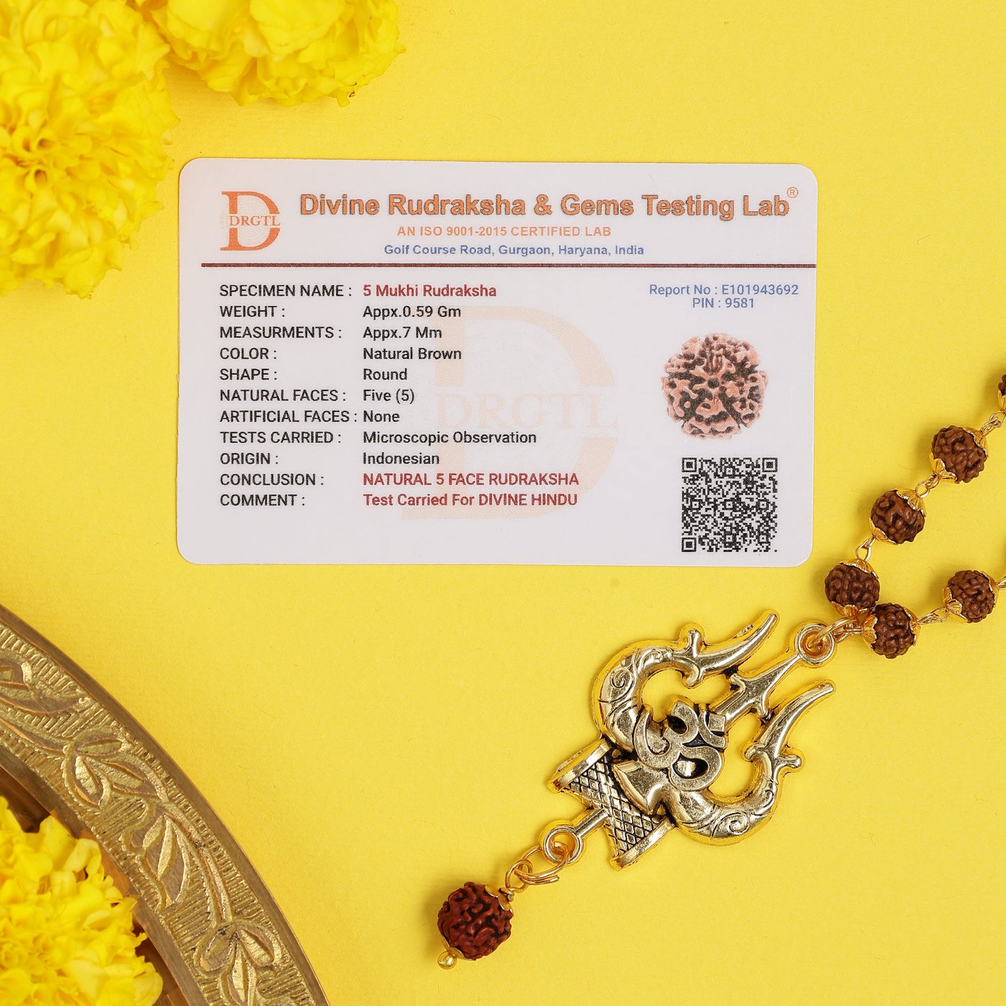 Om Trishul Damru Pendant With Rudraksha Mala