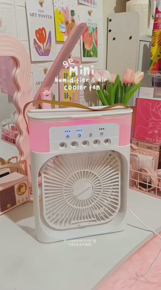 Portable Air Cooler Fan with Mist Spray & LED Light