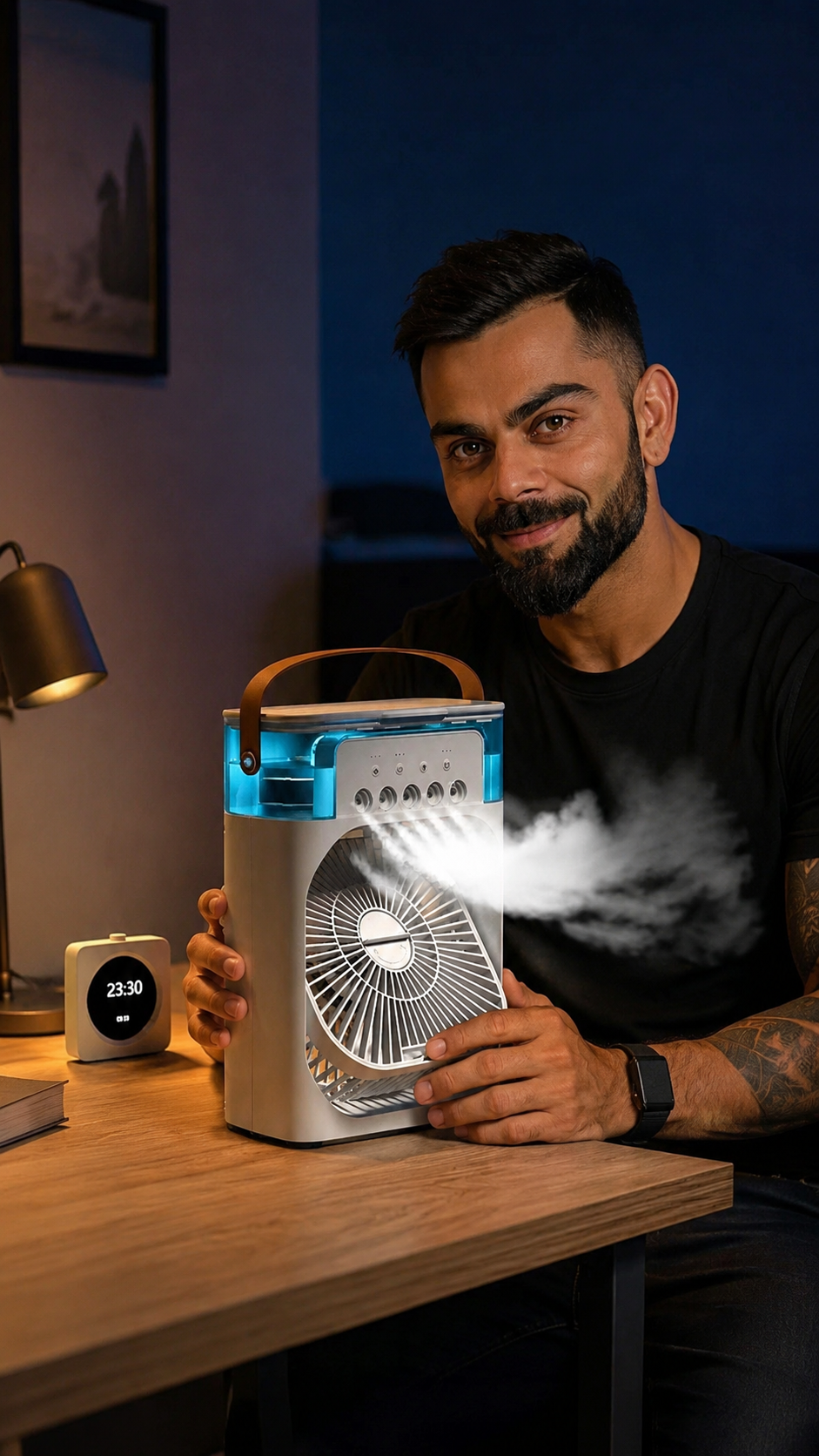Portable Air Cooler Fan with Mist Spray & LED Light