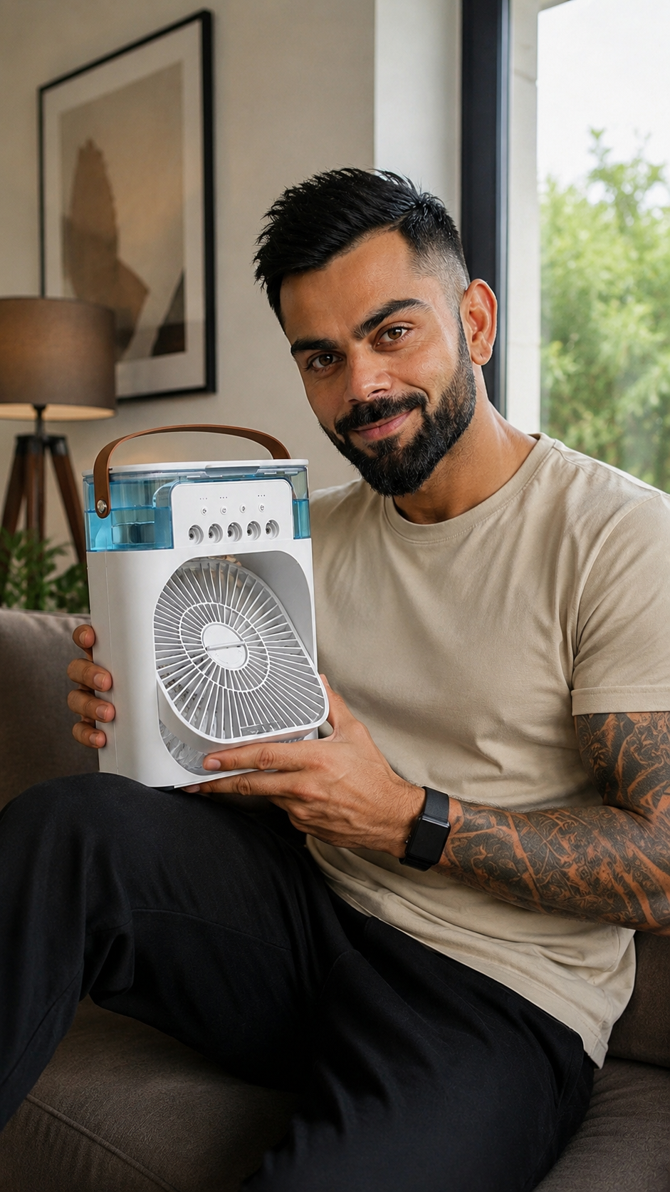 Portable Air Cooler Fan with Mist Spray & LED Light